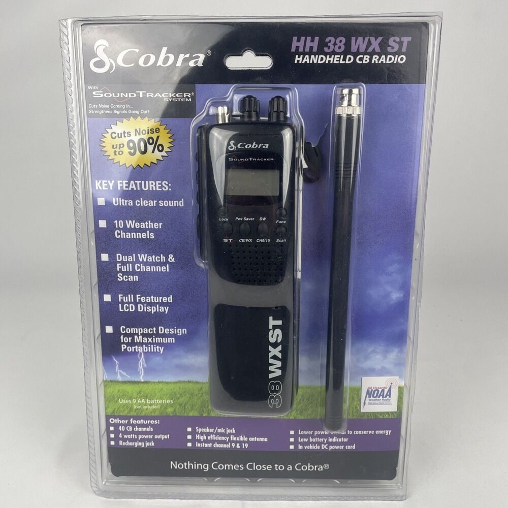 Cobra HH38WXST 4-Watt 40-Channel Sound Tracker Handheld CB Radio CIB